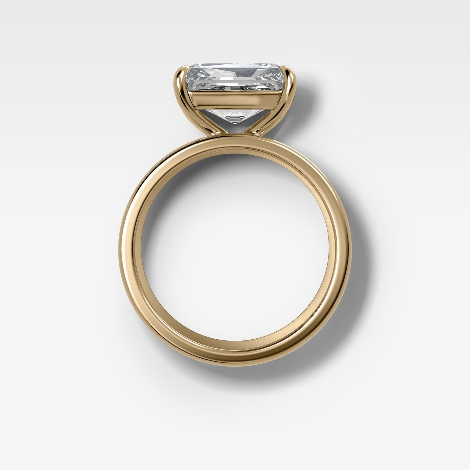 Finest Cigar Band Engagement Ring with East West Elongated Radiant Cut Diamond - GOODSTONE