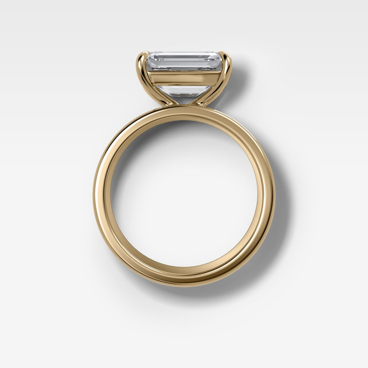 Finest Cigar Band Engagement Ring with East West Emerald Cut Diamond - GOODSTONE