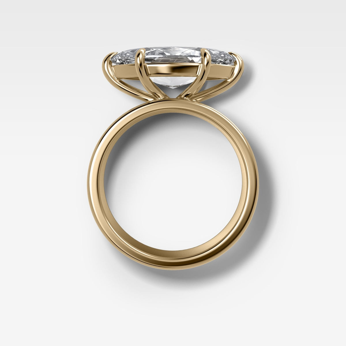 Finest Cigar Band Engagement Ring with East West Marquise Cut Diamond - GOODSTONE