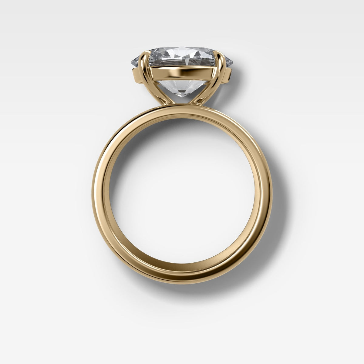 Finest Cigar Band Engagement Ring with East West Oval Cut Diamond - GOODSTONE