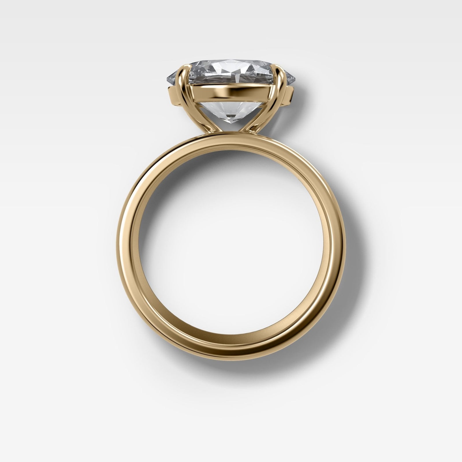 Finest Cigar Band Engagement Ring with East West Oval Cut Diamond - GOODSTONE