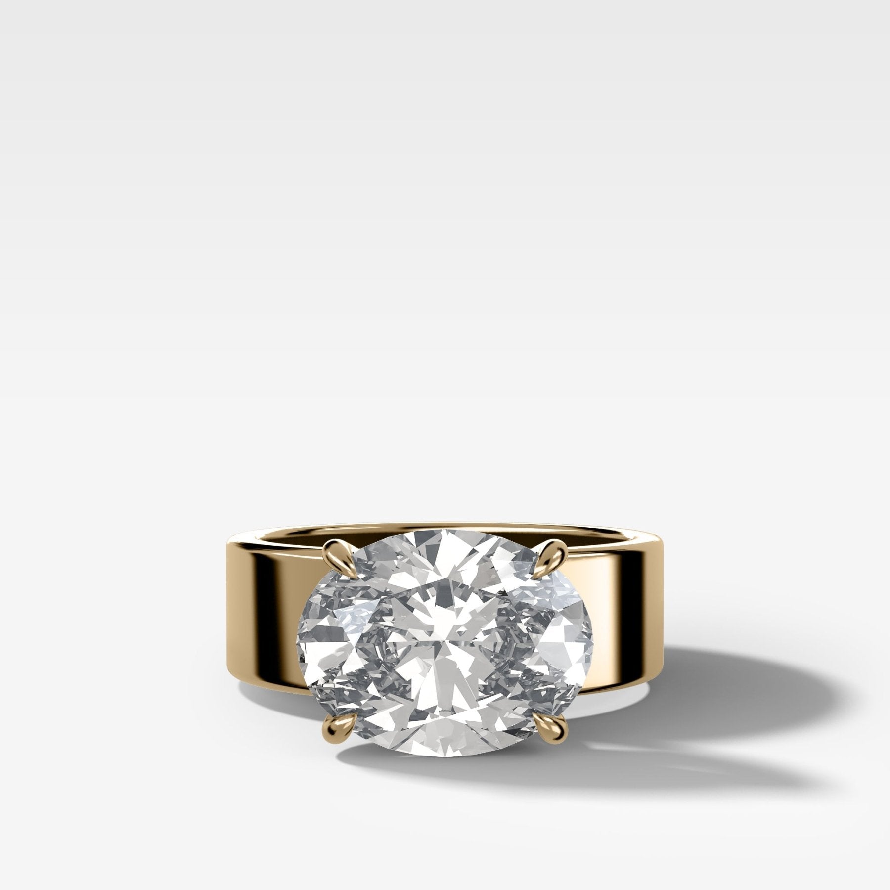 Finest Cigar Band Engagement Ring with East West Oval Cut Diamond - GOODSTONE