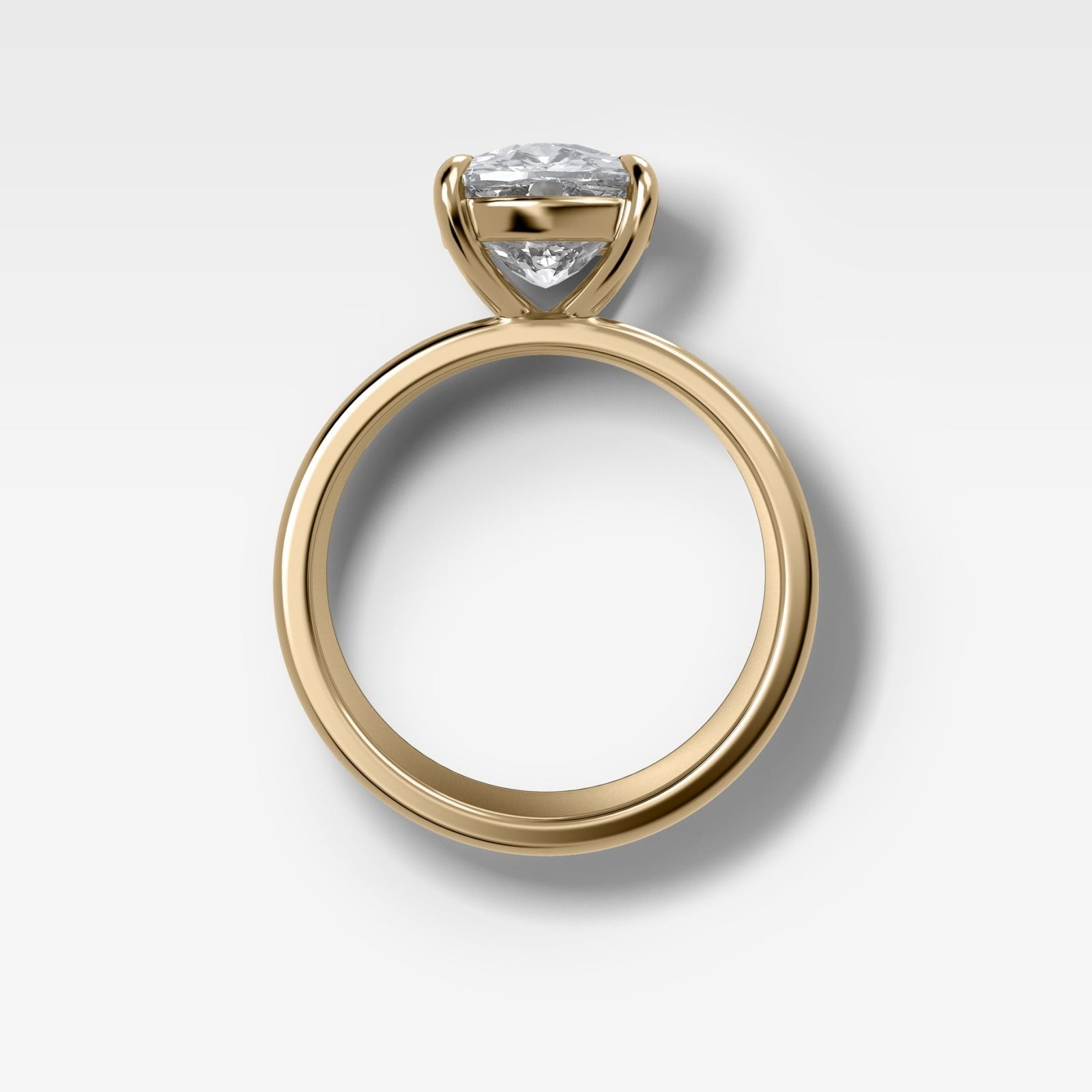 Finest Cigar Band Engagement Ring with Elongated Cushion Cut Diamond - GOODSTONE