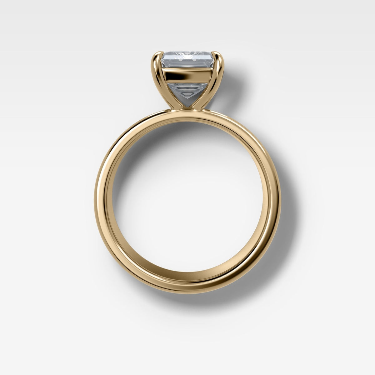 Finest Cigar Band Engagement Ring with Emerald Cut Diamond - GOODSTONE
