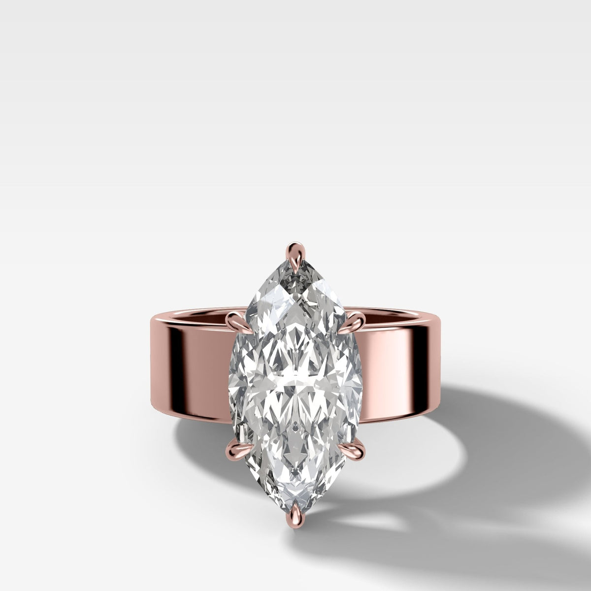 Finest Cigar Band Engagement Ring with Marquise Cut Diamond - GOODSTONE