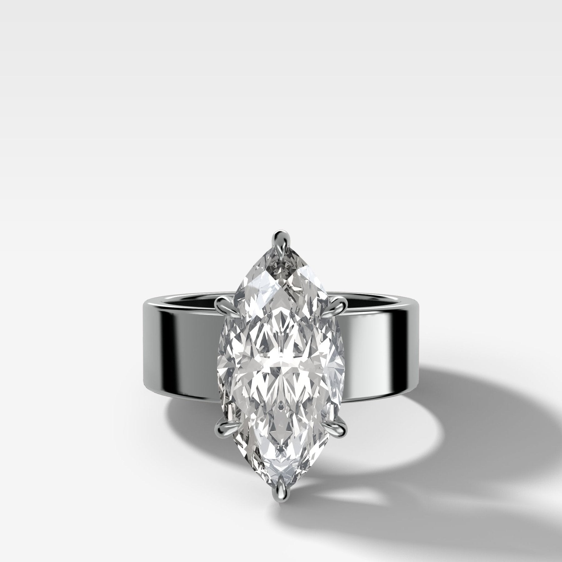 Finest Cigar Band Engagement Ring with Marquise Cut Diamond - GOODSTONE