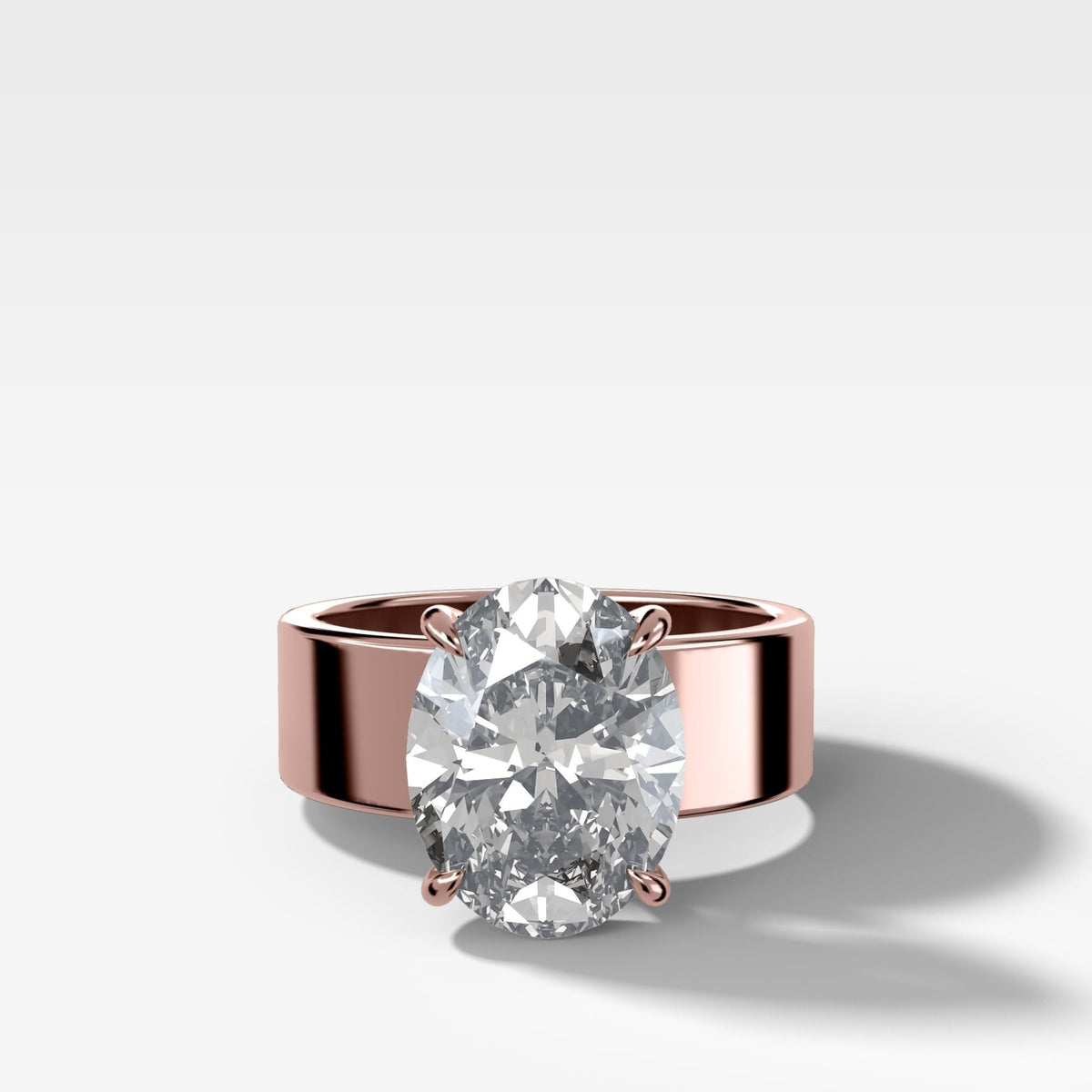 Finest Cigar Band Engagement Ring with Oval Cut Diamond - GOODSTONE
