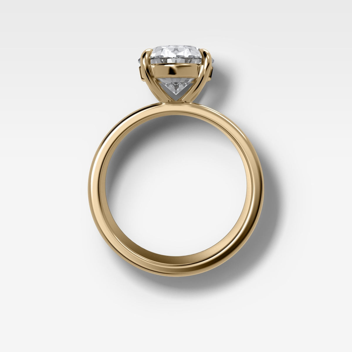 Finest Cigar Band Engagement Ring with Oval Cut Diamond - GOODSTONE