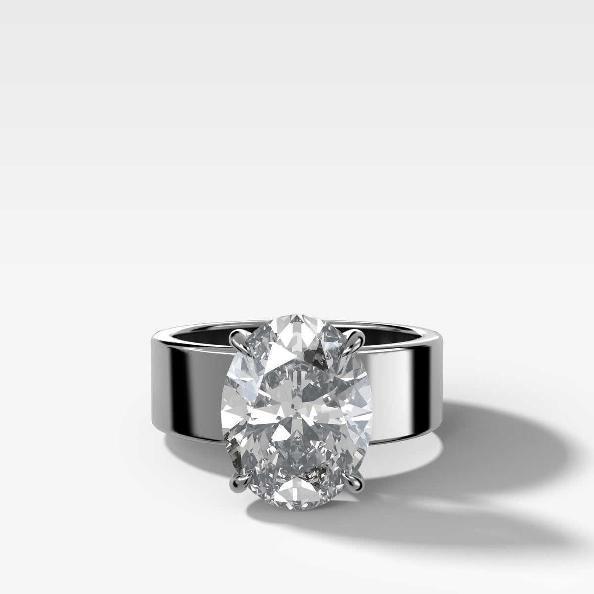 Finest Cigar Band Engagement Ring with Oval Cut Diamond - GOODSTONE
