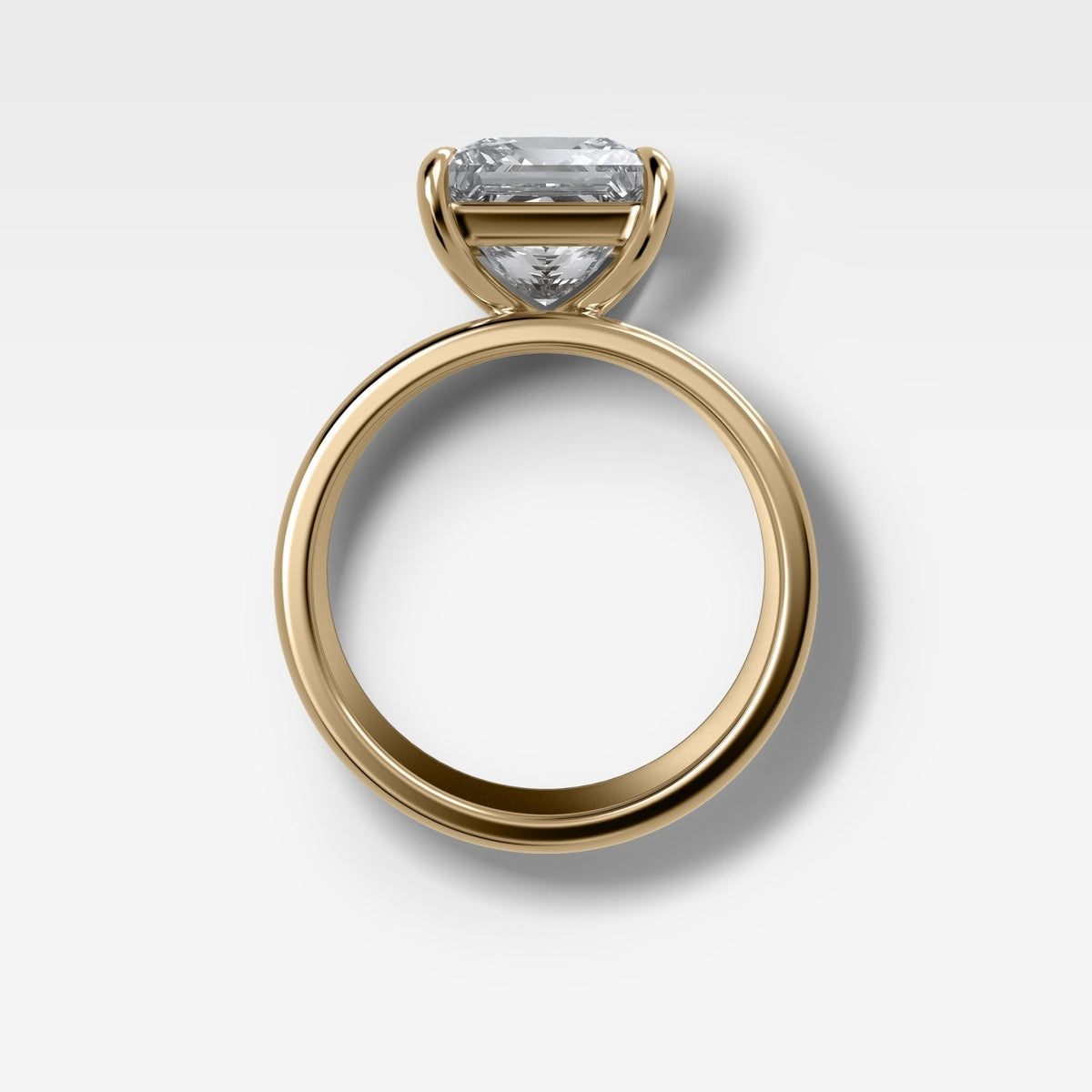 Finest Cigar Band Engagement Ring with Princess Cut Diamond - GOODSTONE