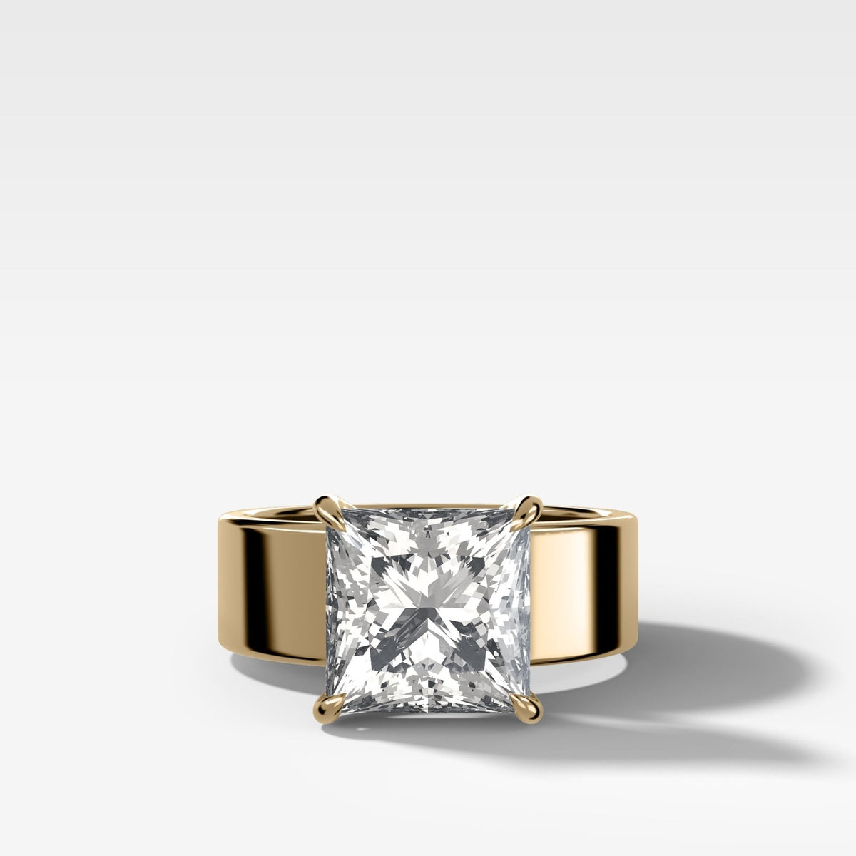 Finest Cigar Band Engagement Ring with Princess Cut Diamond - GOODSTONE