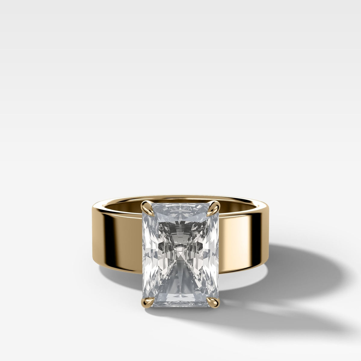 Finest Cigar Band Engagement Ring with Radiant Cut Diamond - GOODSTONE
