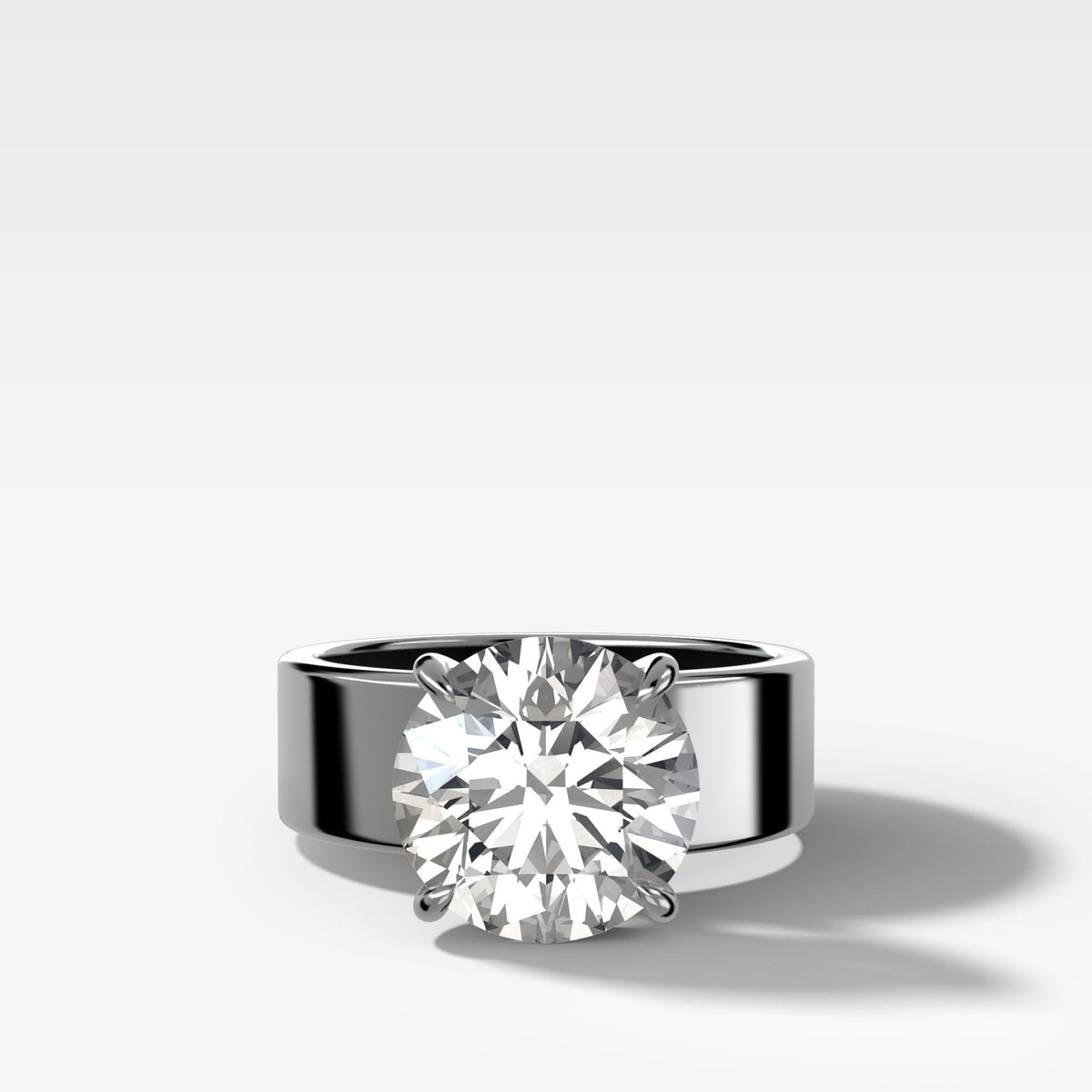 Finest Cigar Band Engagement Ring with Round Cut Diamond - GOODSTONE