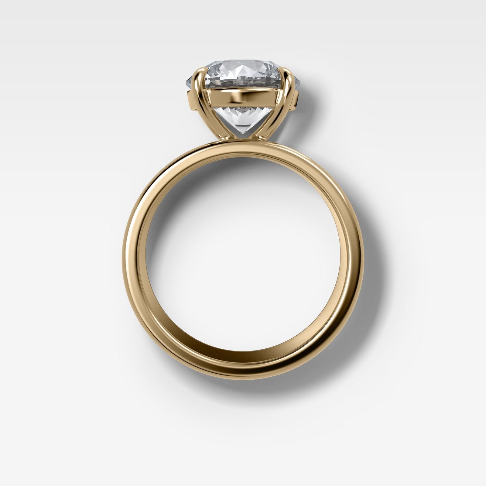 Finest Cigar Band Engagement Ring with Round Cut Diamond - GOODSTONE