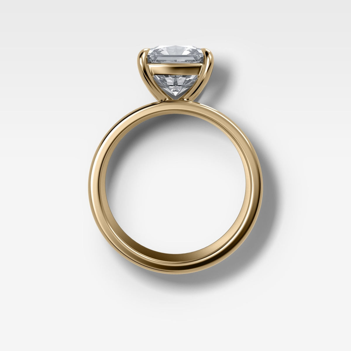 Finest Cigar Band Engagement Ring with Square Radiant Cut Diamond - GOODSTONE