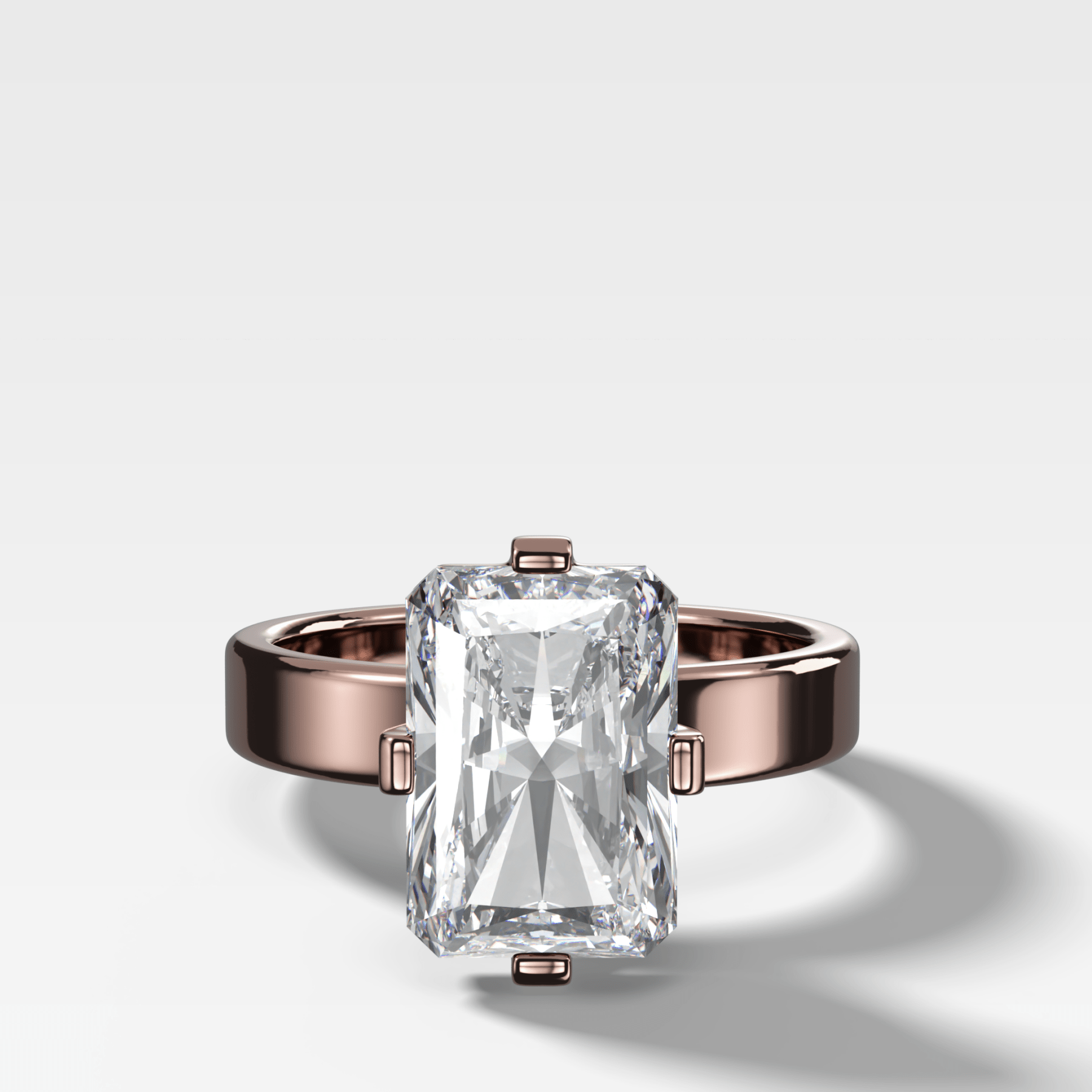 Finest Compass Solitaire Engagement Ring with Elongated Radiant Cut Diamond - GOODSTONE