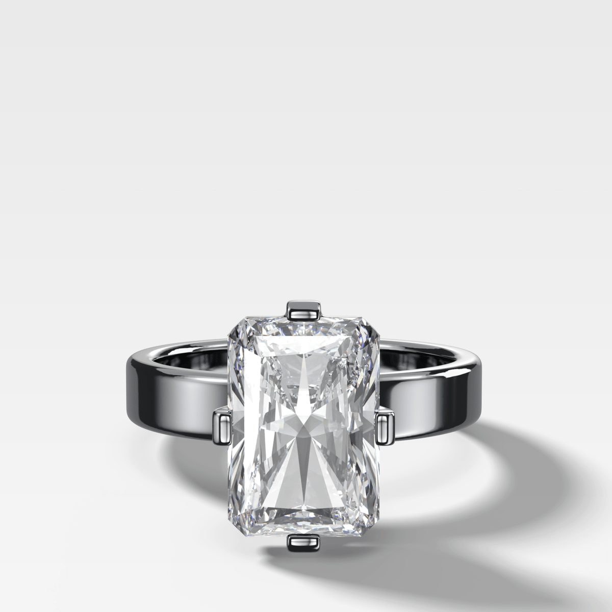 Finest Compass Solitaire Engagement Ring with Elongated Radiant Cut Diamond - GOODSTONE