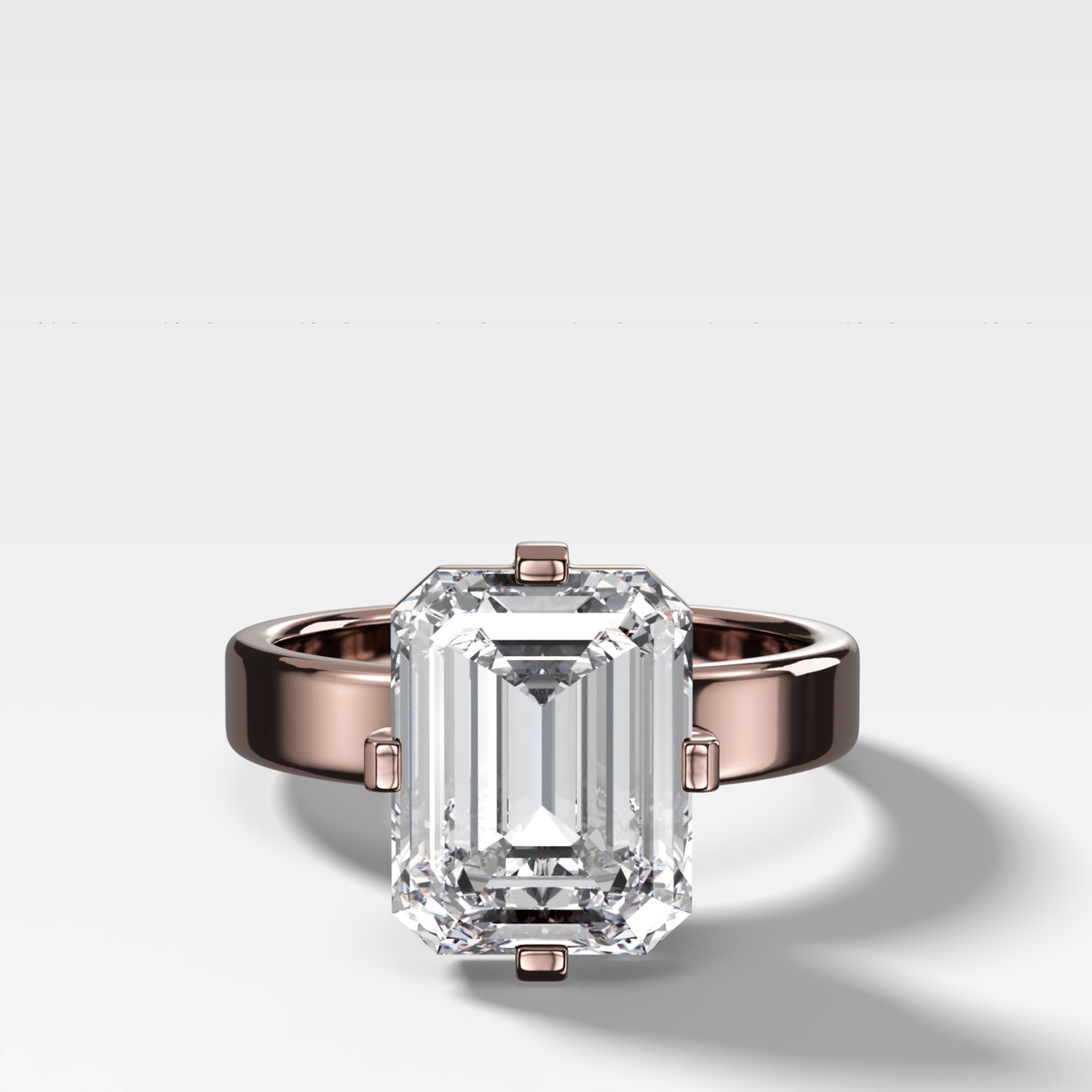 Finest Compass Solitaire Engagement Ring with Emerald Cut Diamond - GOODSTONE
