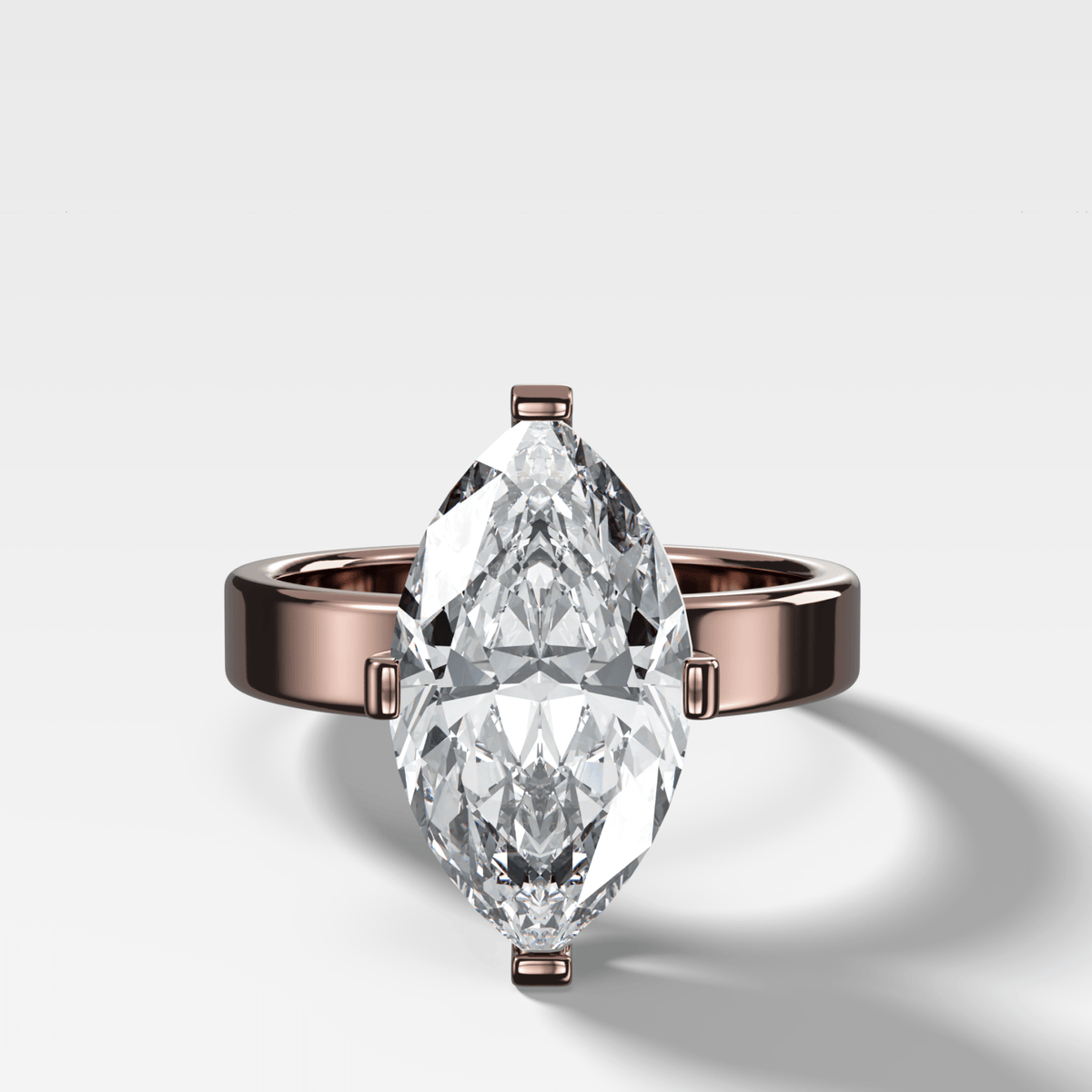 Finest Compass Solitaire Engagement Ring with Marquise Cut Diamond - GOODSTONE
