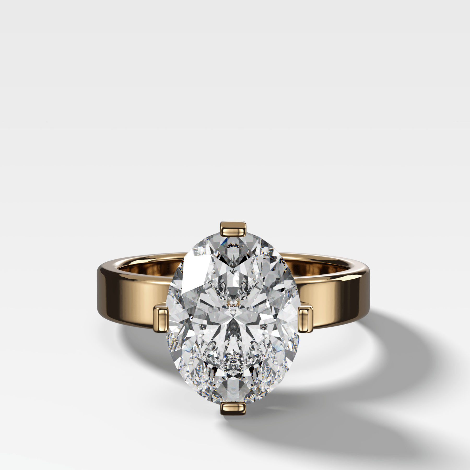 Finest Compass Solitaire Engagement Ring with Oval Cut Diamond - GOODSTONE