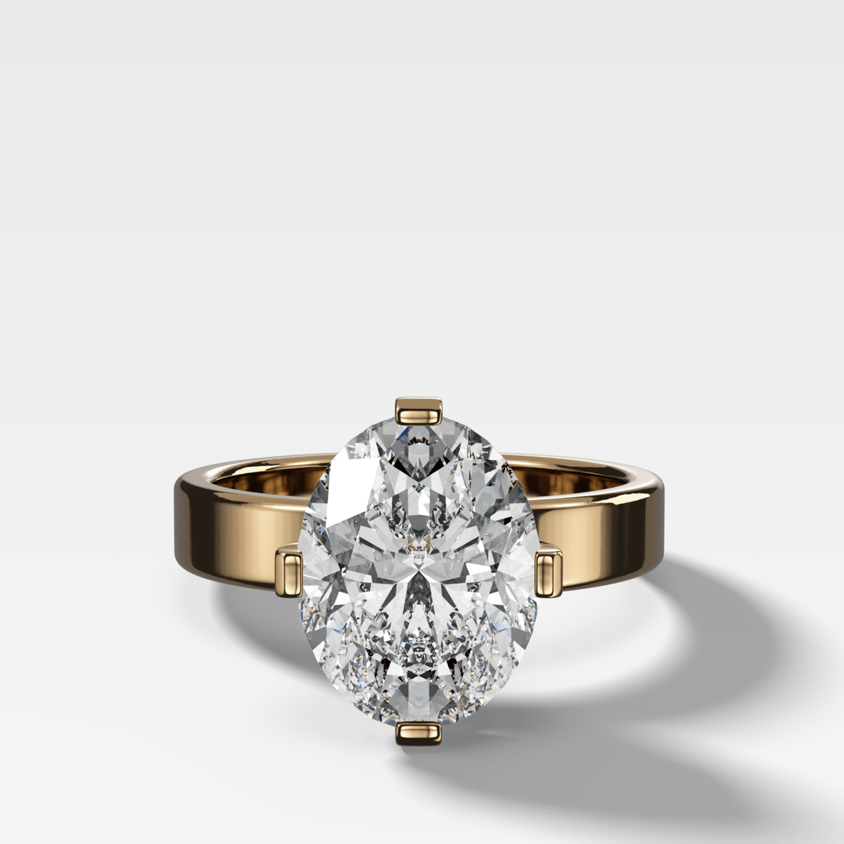 Finest Compass Solitaire Engagement Ring with Oval Cut Diamond - GOODSTONE