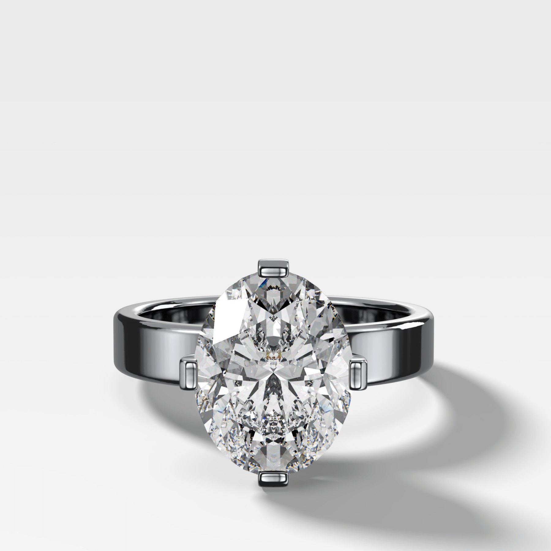 Finest Compass Solitaire Engagement Ring with Oval Cut Diamond - GOODSTONE
