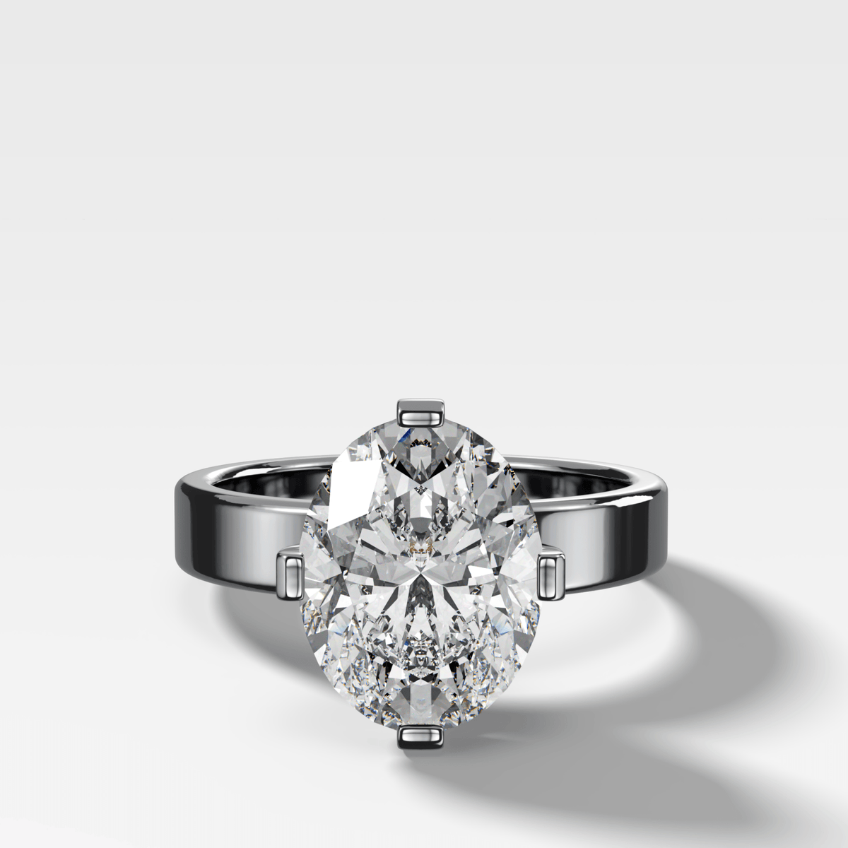 Finest Compass Solitaire Engagement Ring with Oval Cut Diamond - GOODSTONE
