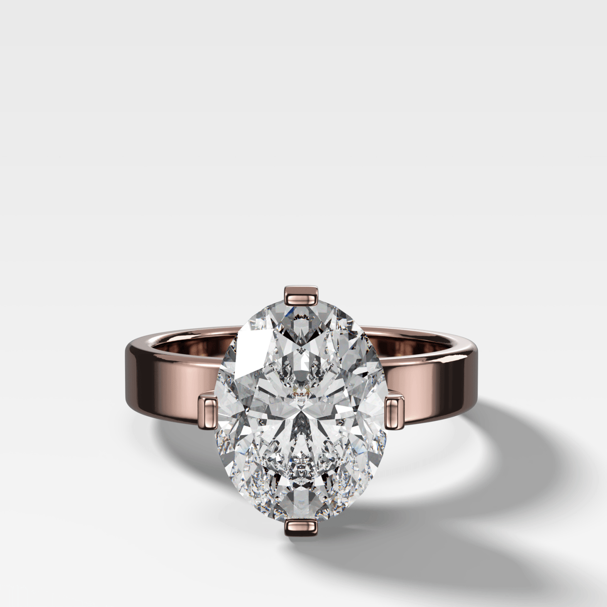 Finest Compass Solitaire Engagement Ring with Oval Cut Diamond - GOODSTONE