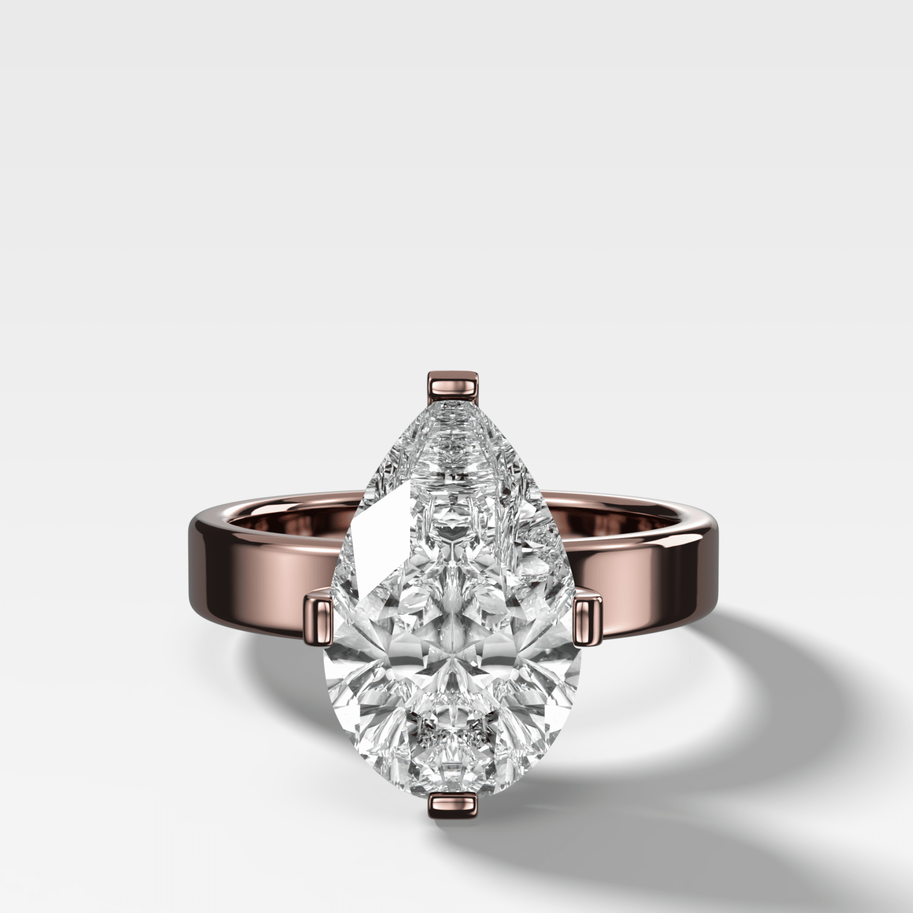Finest Compass Solitaire Engagement Ring with Pear Cut Diamond - GOODSTONE