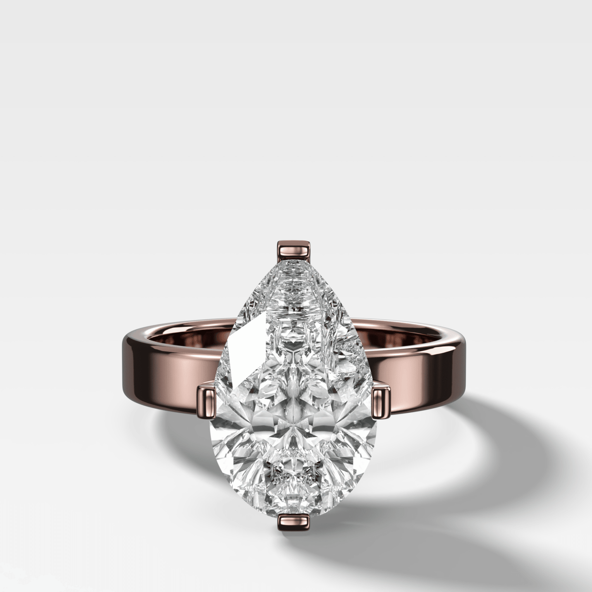 Finest Compass Solitaire Engagement Ring with Pear Cut Diamond - GOODSTONE