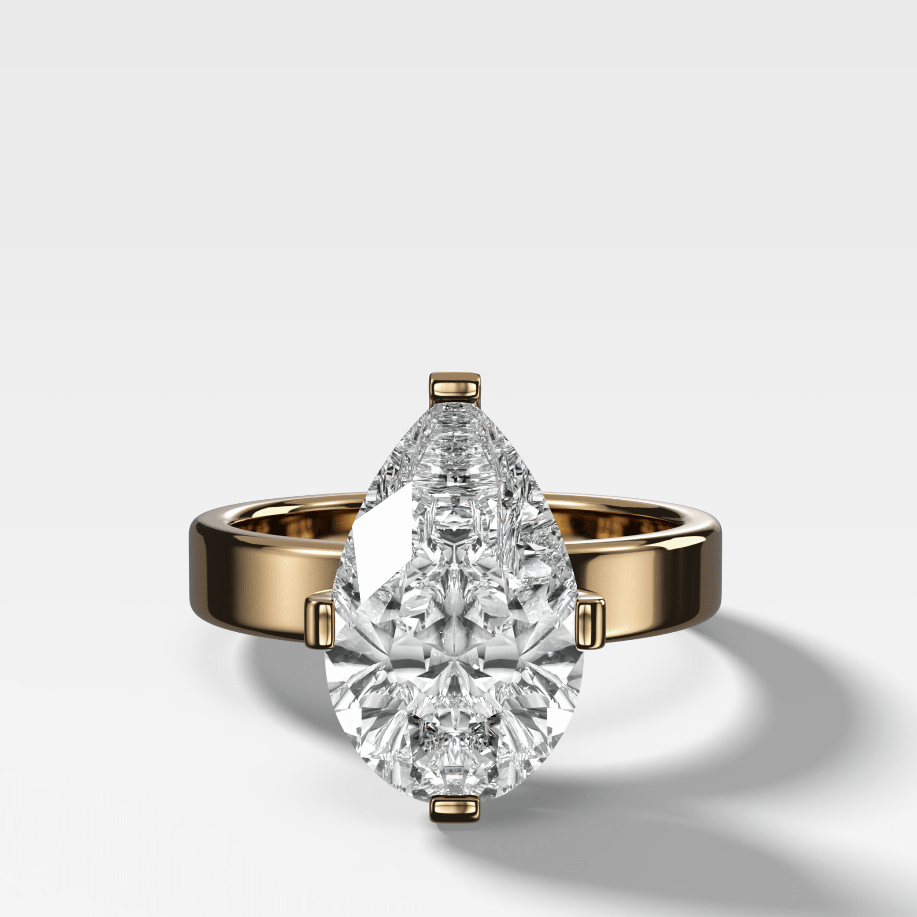 Finest Compass Solitaire Engagement Ring with Pear Cut Diamond - GOODSTONE