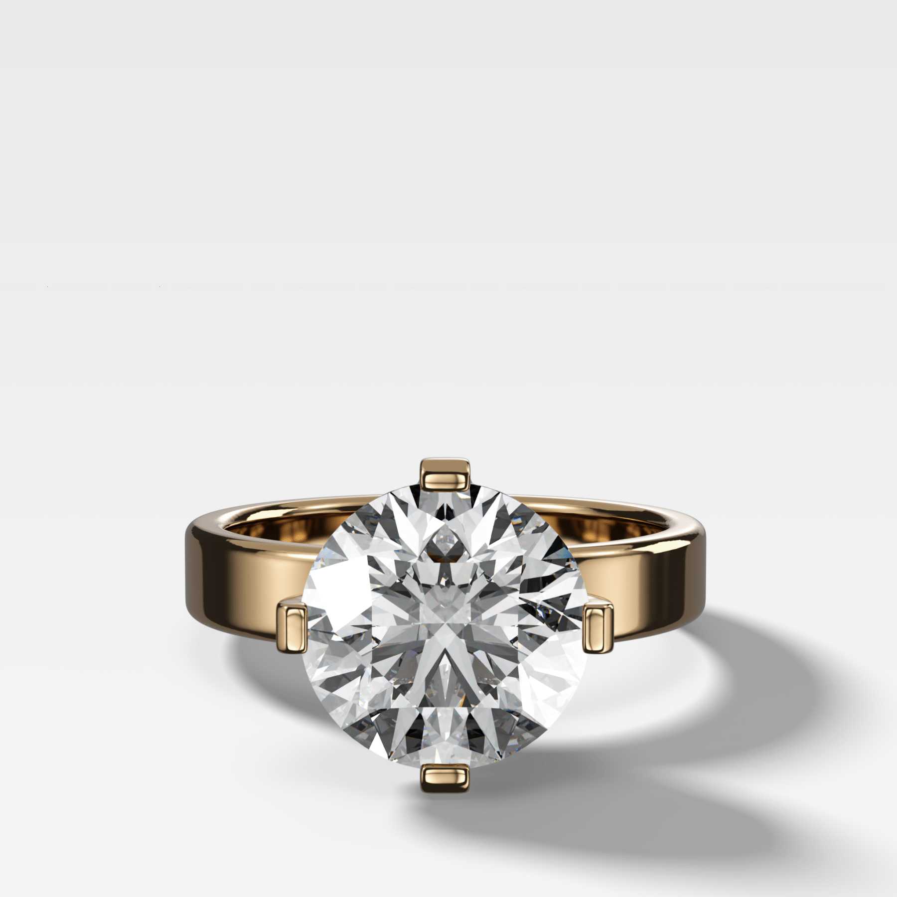 Finest Compass Solitaire Engagement Ring with Round Cut Diamond - GOODSTONE
