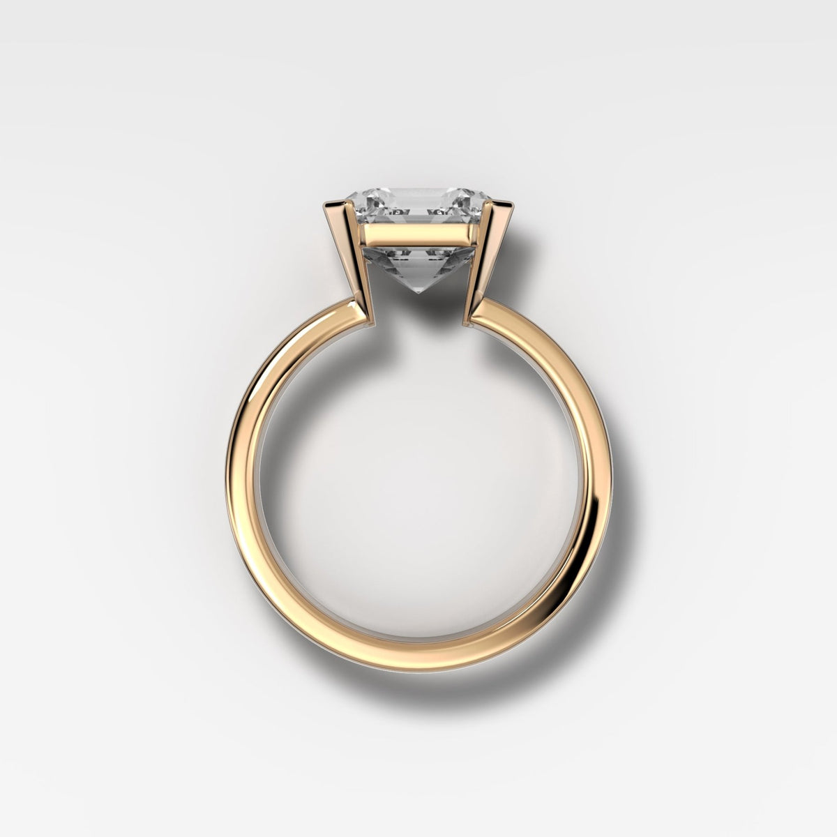 Finest Half Bezel Engagement Ring with Lab Grown 4.09ct Asscher Cut Diamond - GOODSTONE