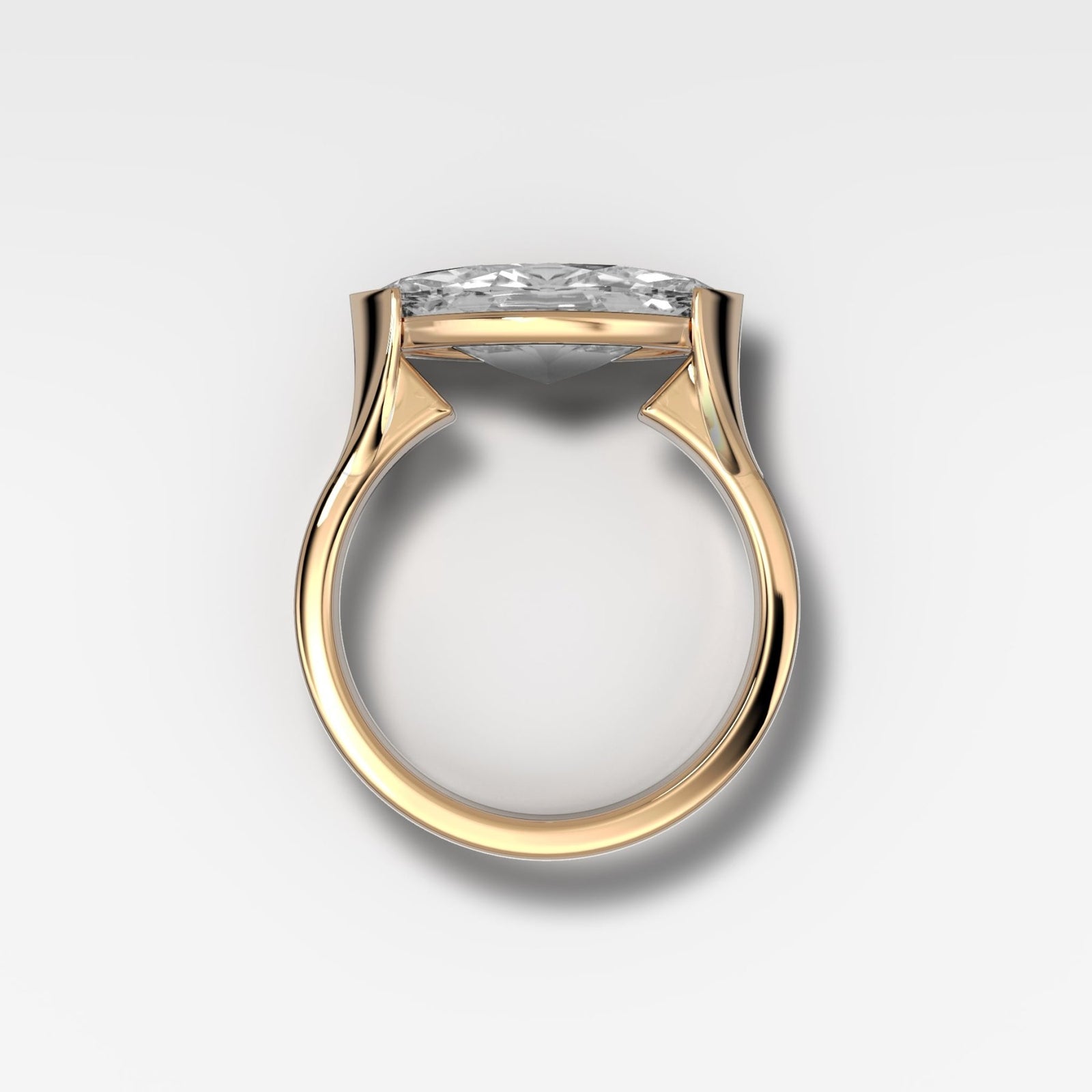 Finest Half Bezel Solitaire Engagement Ring With East West Marquise Cut Diamond - GOODSTONE