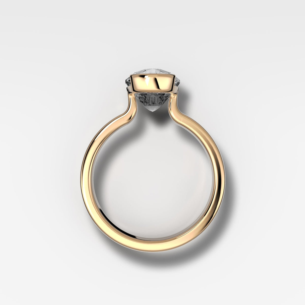 Finest Half Bezel Solitaire Engagement Ring With Elongated Cushion Cut Diamond - GOODSTONE