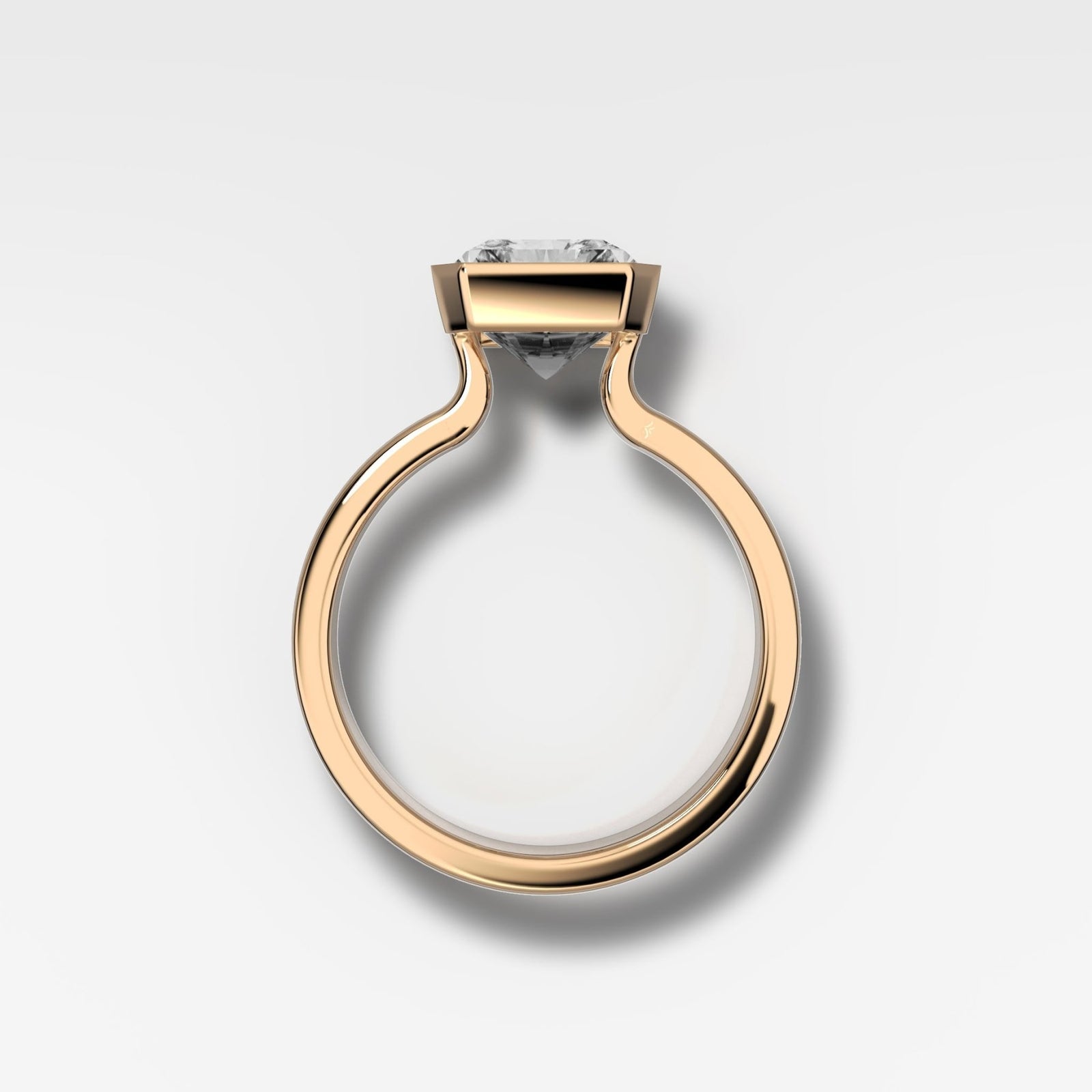 Finest Half Bezel Solitaire Engagement Ring With Elongated Radiant Cut Diamond - GOODSTONE