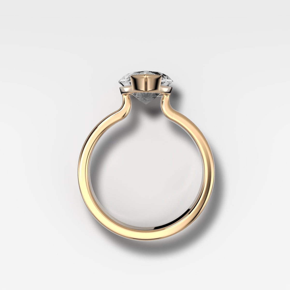 Finest Half Bezel Solitaire Engagement Ring With Marquise Cut Diamond - GOODSTONE