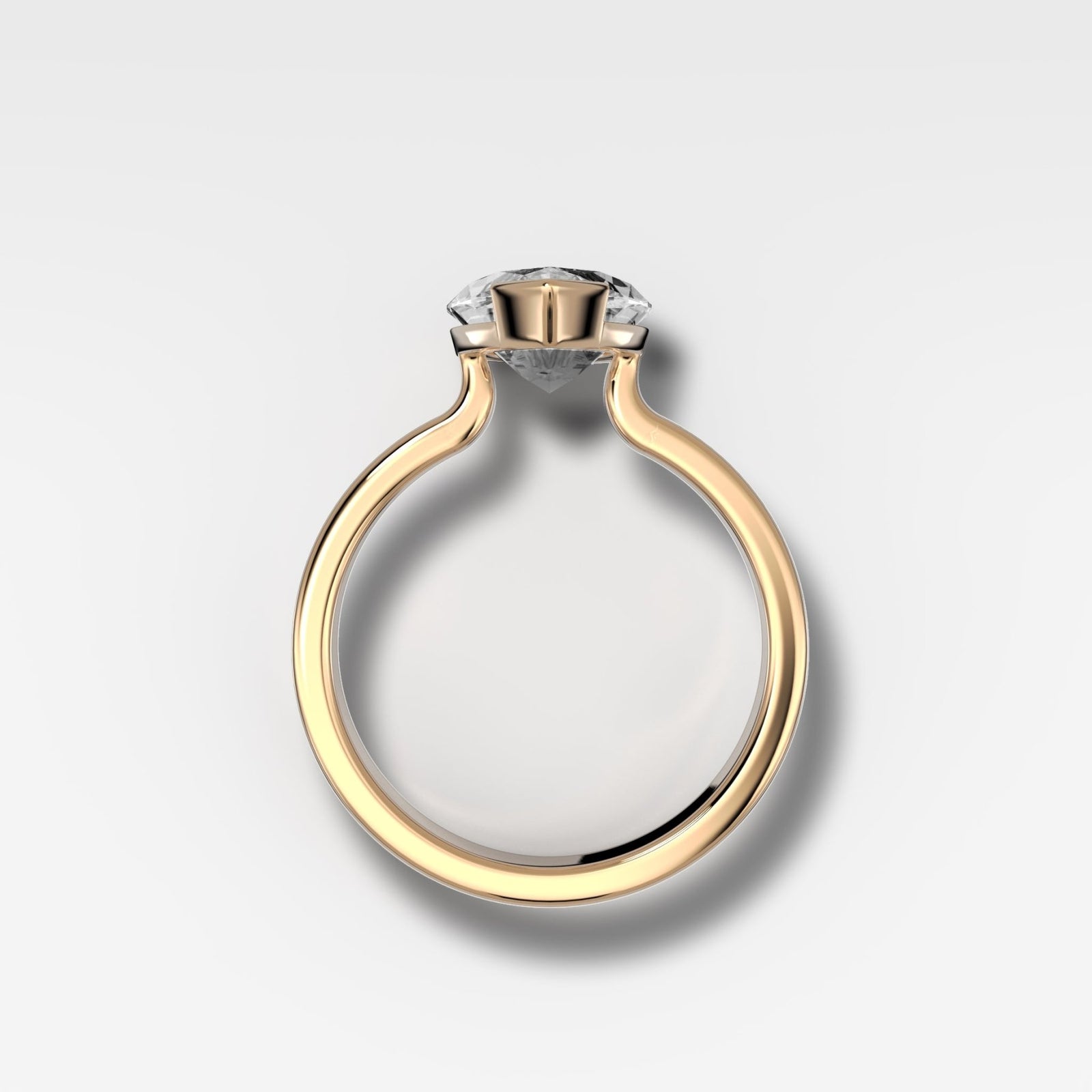 Finest Half Bezel Solitaire Engagement Ring With Marquise Cut Diamond - GOODSTONE