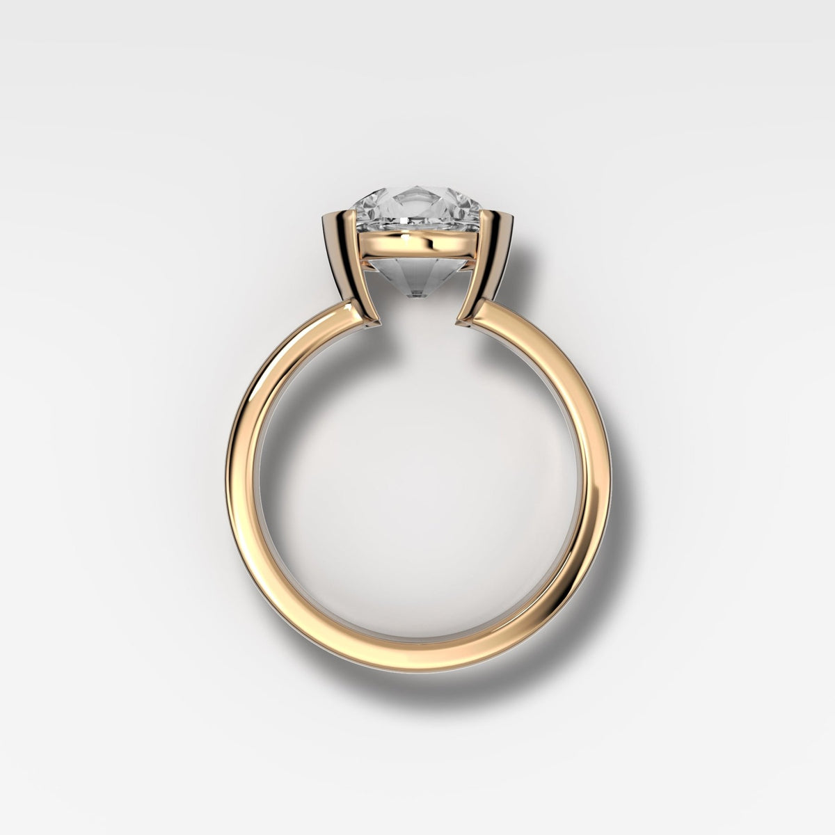 Finest Half Bezel Solitaire Engagement Ring With Old Euro Cut Diamond - GOODSTONE