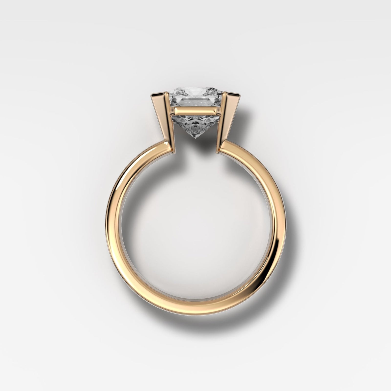 Finest Half Bezel Solitaire Engagement Ring With Square Radiant Cut Diamond - GOODSTONE