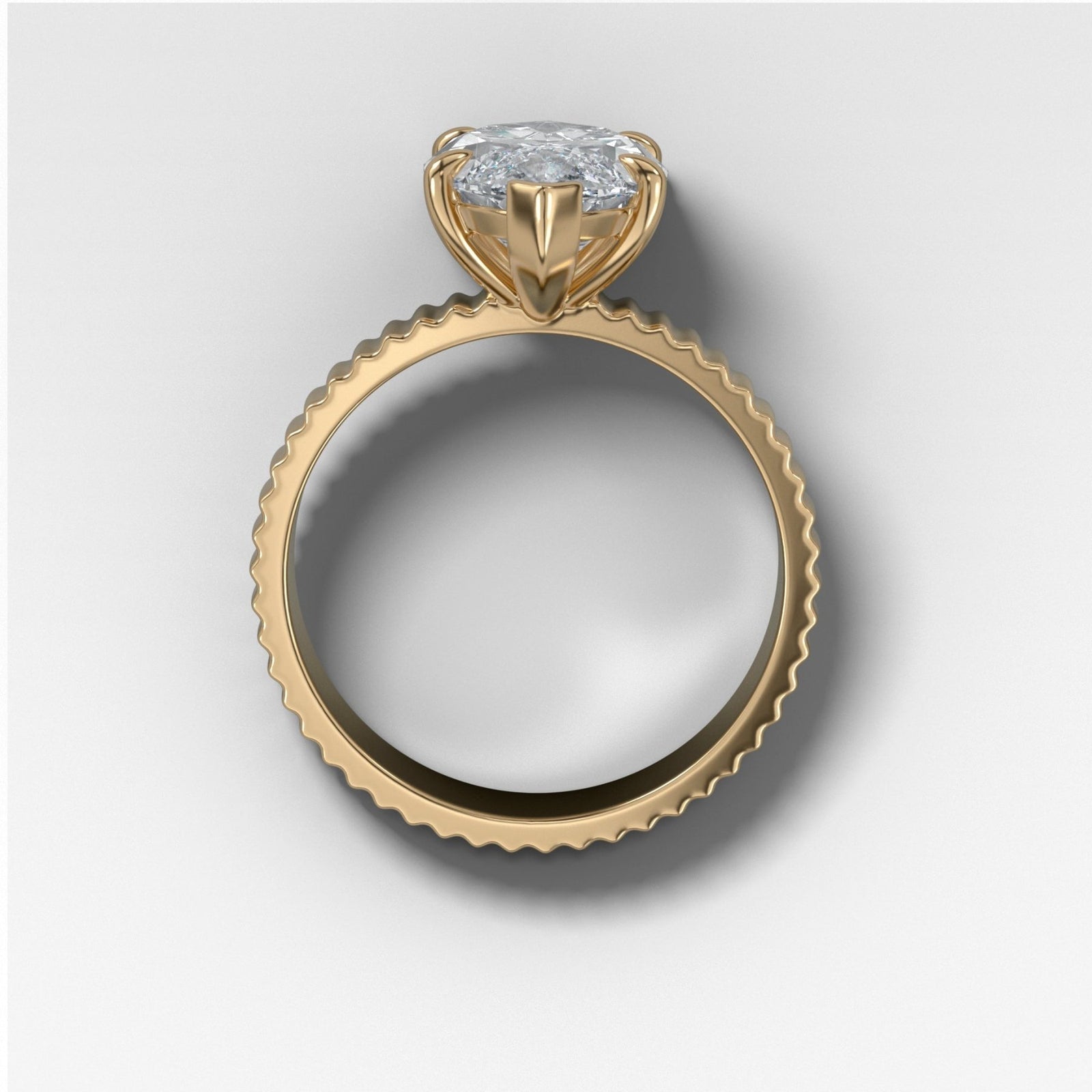 Finest Ridged Solitaire Engagement Ring With Marquise Cut Diamond - GOODSTONE