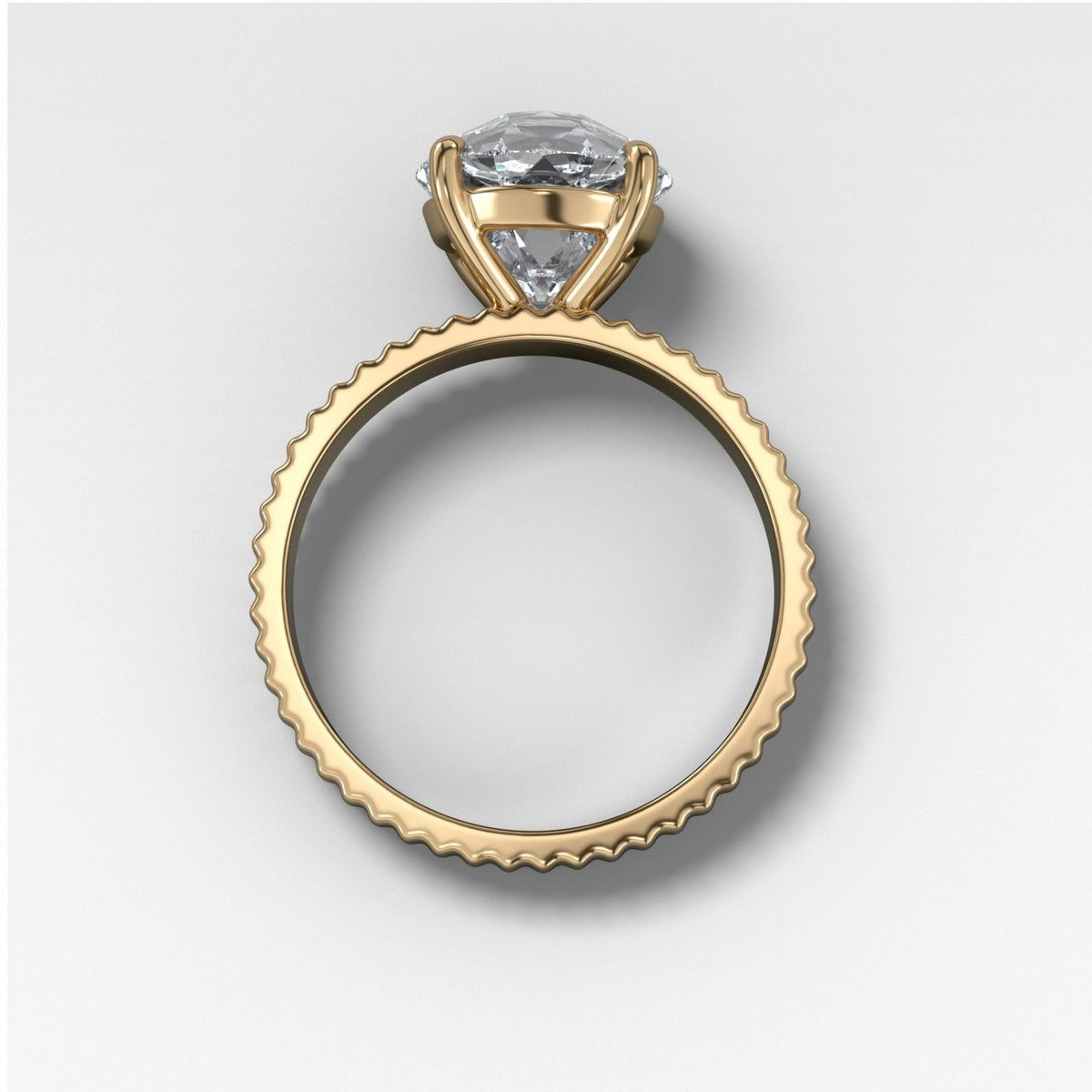 Finest Ridged Solitaire Engagement Ring With Old European Cut Diamond - GOODSTONE