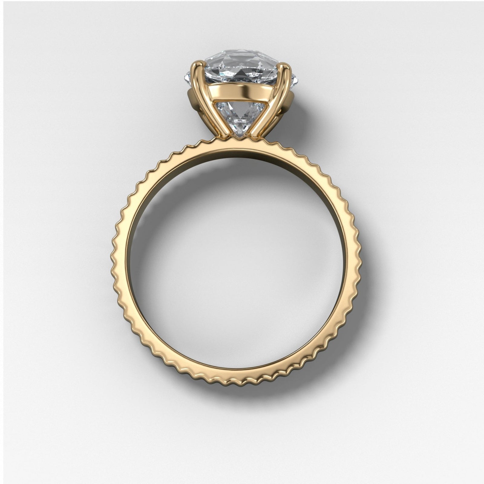 Finest Ridged Solitaire Engagement Ring With Old European Cut Diamond - GOODSTONE