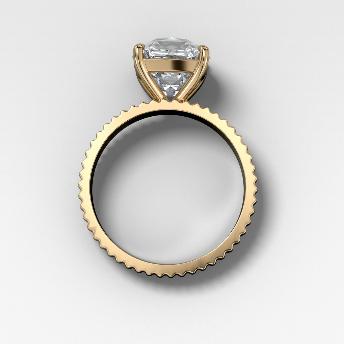 Finest Ridged Solitaire Engagement Ring With Old Mine Cut Diamond - GOODSTONE
