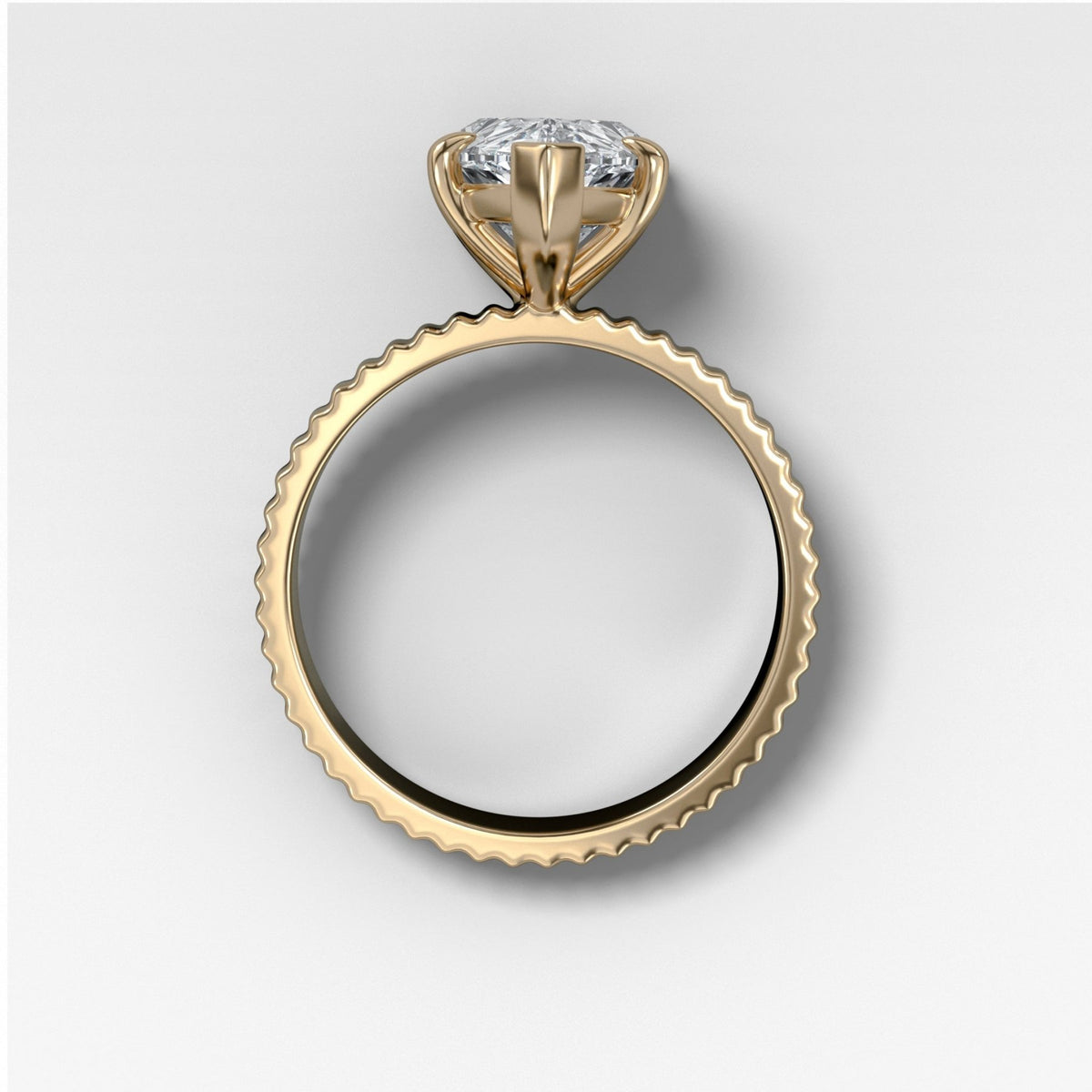 Finest Ridged Solitaire Engagement Ring With Pear Cut Diamond - GOODSTONE