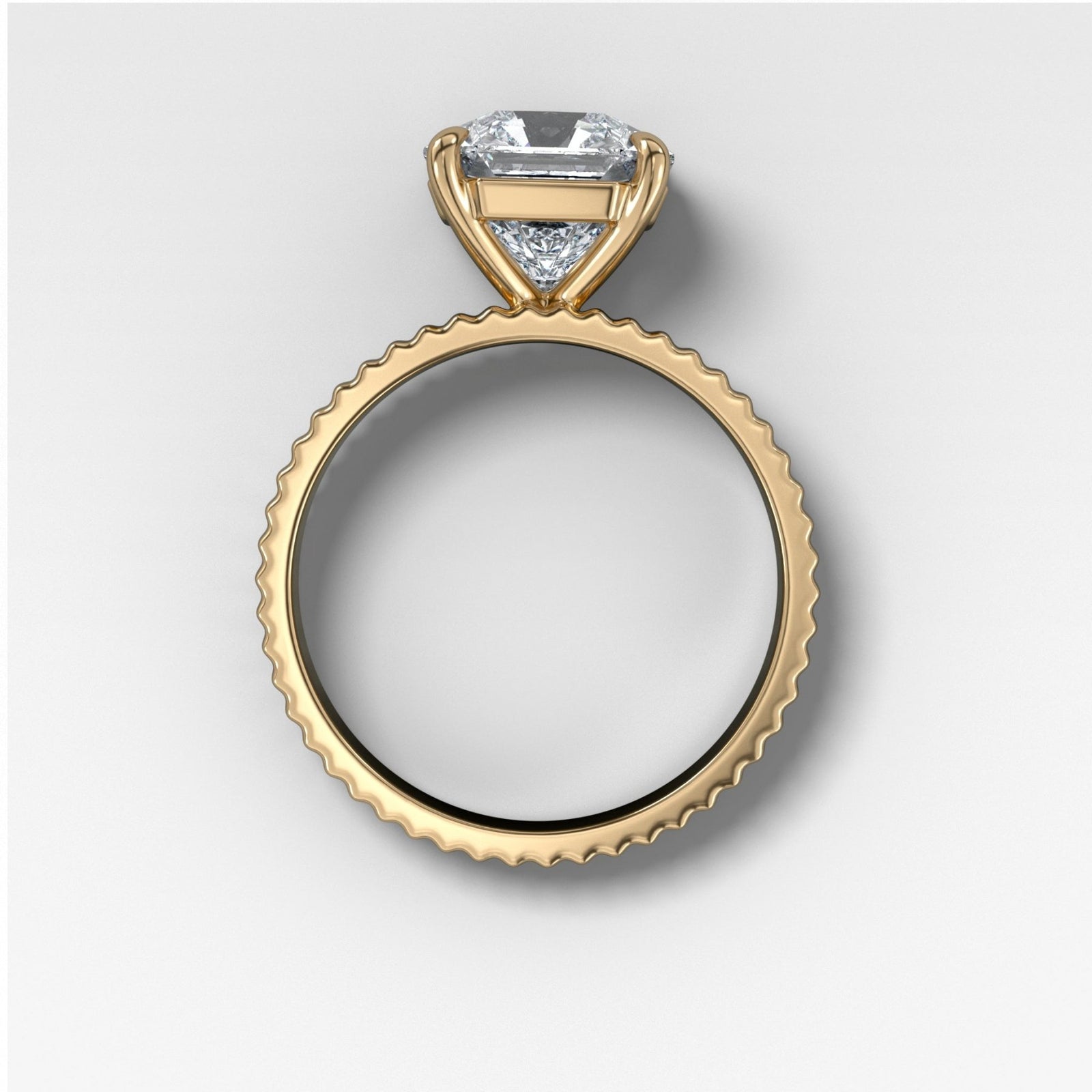 Finest Ridged Solitaire Engagement Ring With Radiant Cut Diamond - GOODSTONE