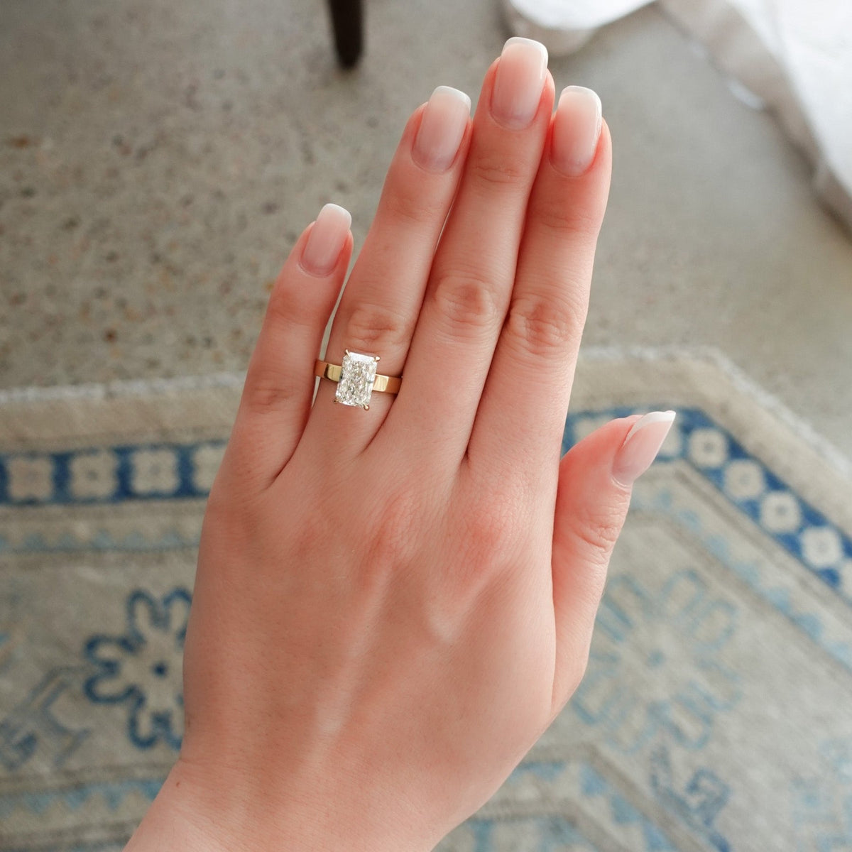 Finest Solitaire Engagement Ring set with 3.04ct Lab Grown Elongated Radiant Cut Diamond - GOODSTONE