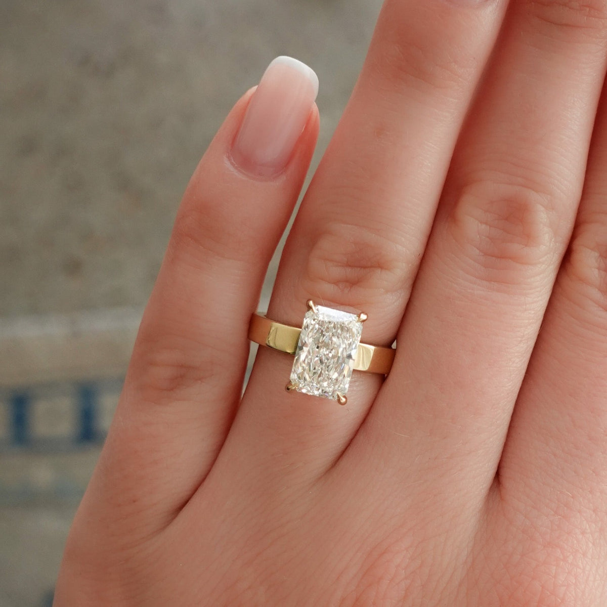 Finest Solitaire Engagement Ring set with 3.04ct Lab Grown Elongated Radiant Cut Diamond - GOODSTONE