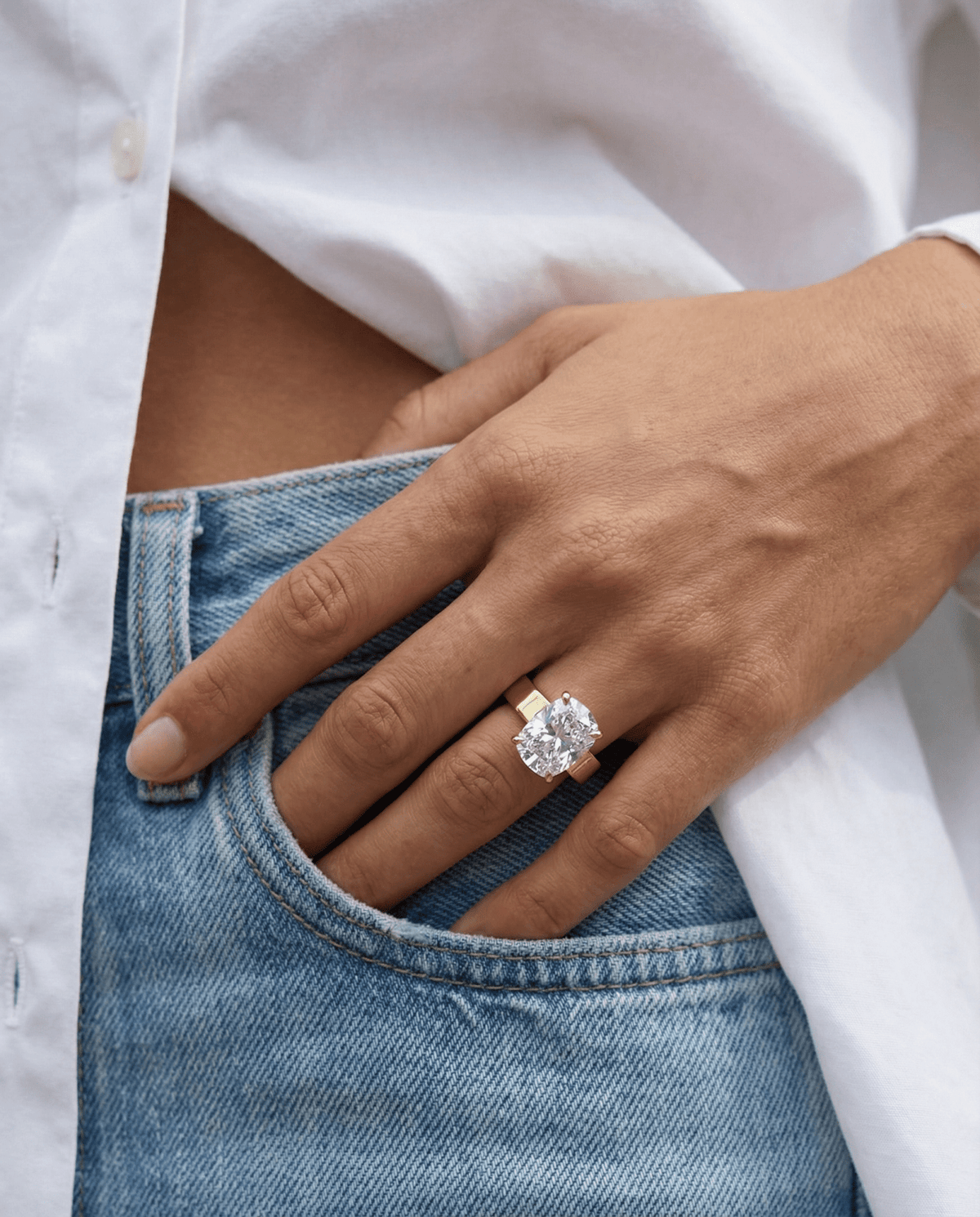 Finest Solitaire Engagement Ring With Elongated Cushion Cut Diamond - GOODSTONE