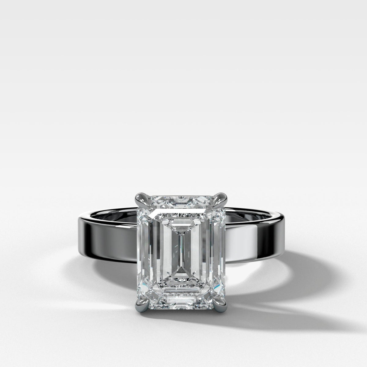Finest Solitaire Engagement Ring With Emerald Cut Diamond - GOODSTONE